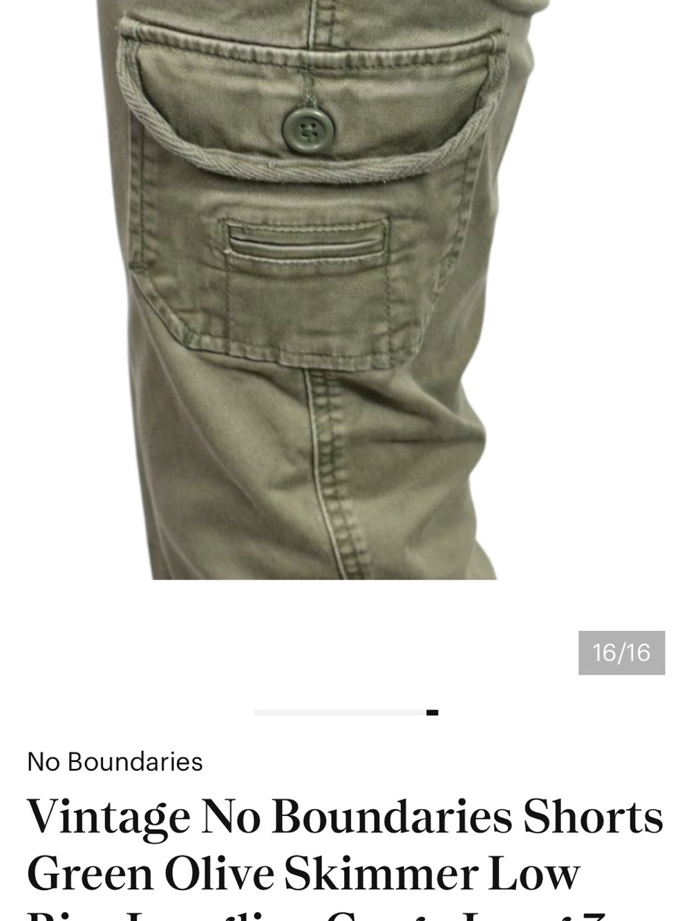 Vintage No Boundaries Shorts Green Olive Skimmer Low Rise Longline Cargo Long 3